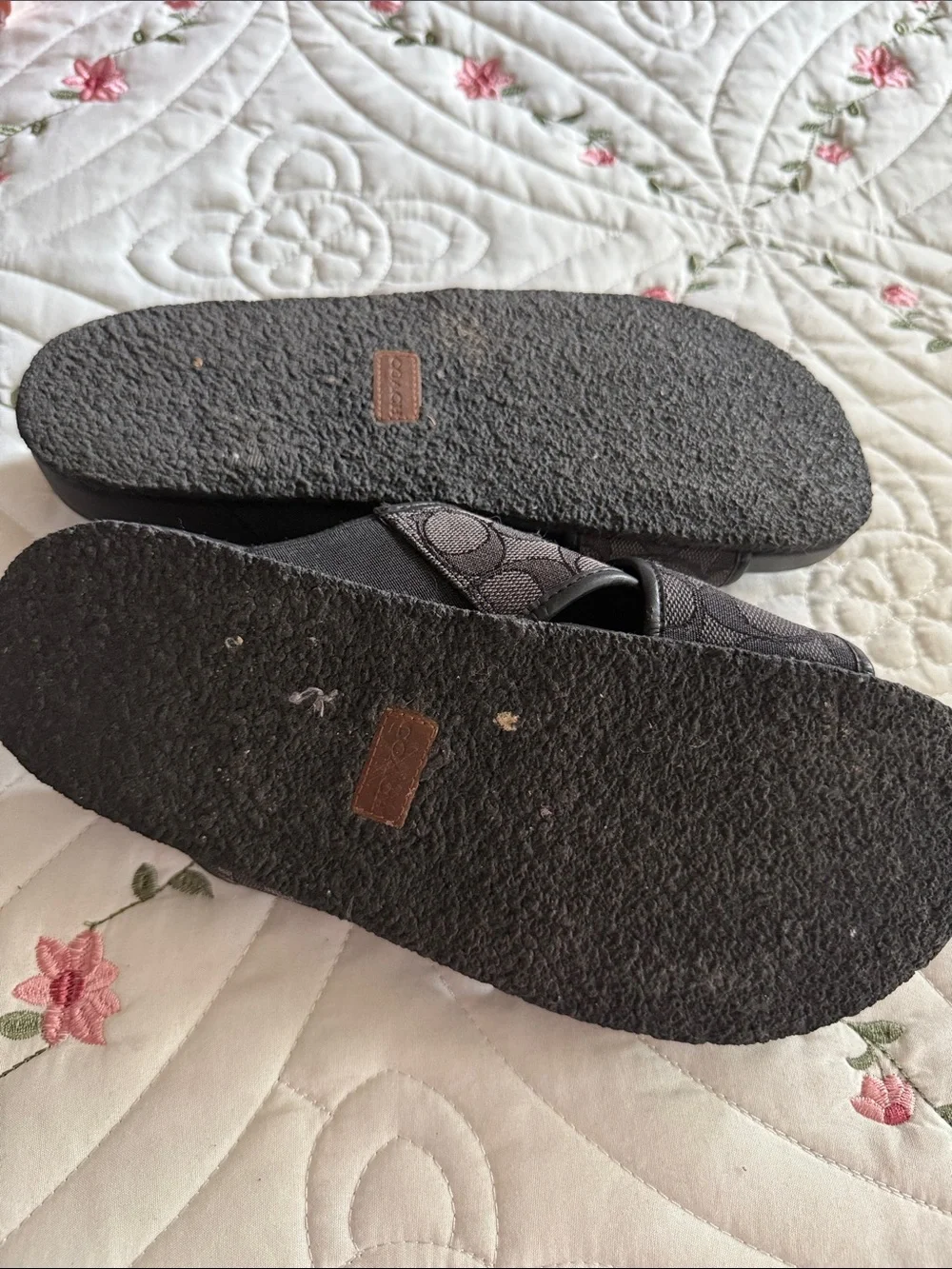 Coach Women's Gray Signature Slide Sandals